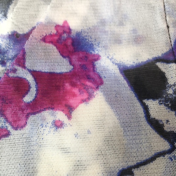 INC Floral Sheer Layered Top - Purple Blue Black Cutout Back Women's Medium - Picture 14 of 16